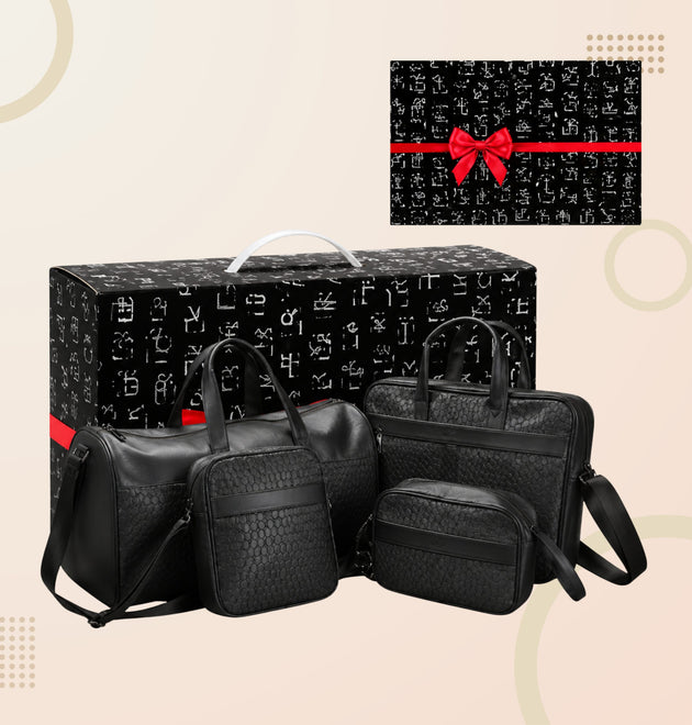 Luxury 4-in-1 Corporate Gift Set – Leather Travel Bag Combo with Laptop Bag & Accessories