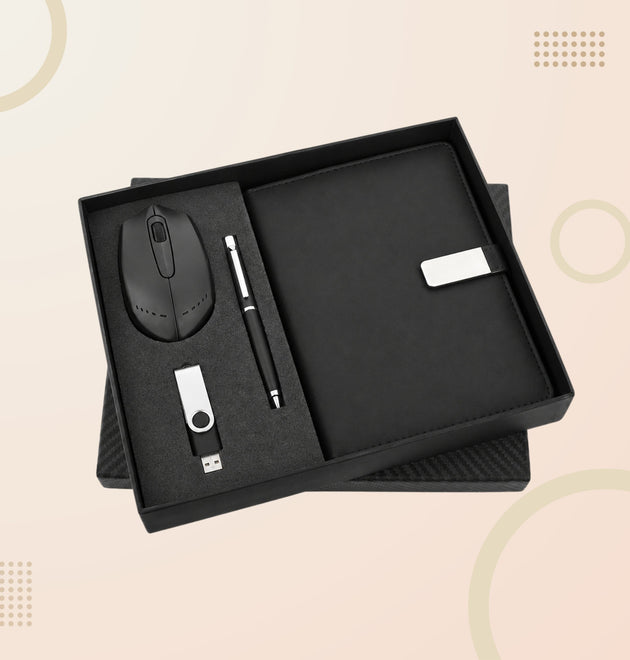 Premium 4-in-1 Tech  Gift Set – Wireless Mouse , Pen & USB Drive , Diary
