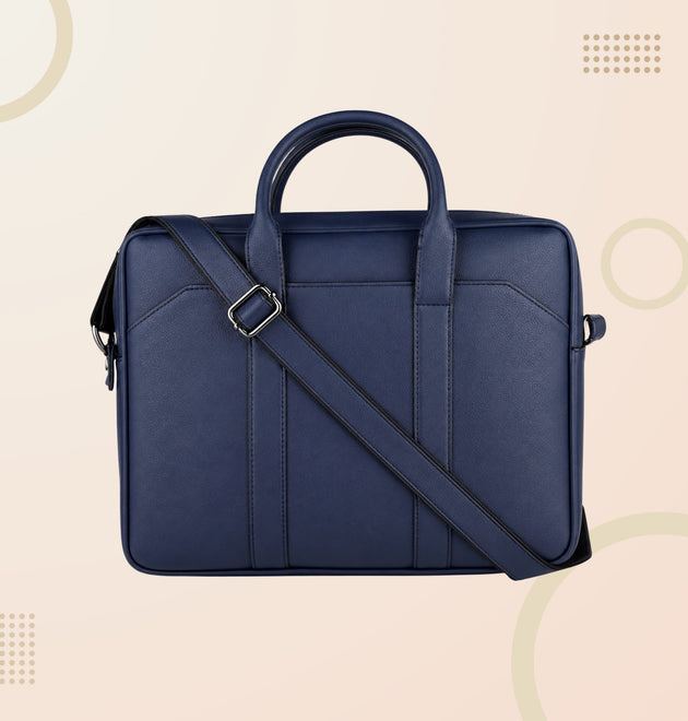 Premium Black Leather Laptop Bag for Men – Executive Office Briefcase with Shoulder Strap