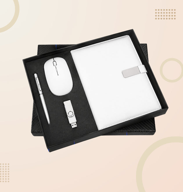 Premium 4-in-1 Tech  Gift Set – Wireless Mouse , Pen & USB Drive , Diary