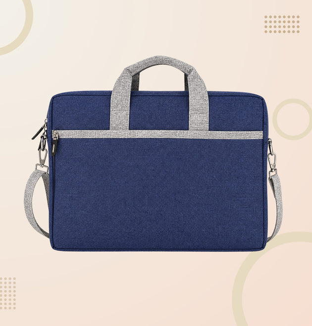 Premium Grey Laptop Carry Bag – Fabric Office Briefcase with Shoulder Strap & Front Pocket