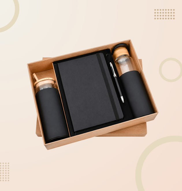 Luxury 4-in-1 Corporate Gift Set – Insulated Travel Mug, Flask Bottle, Designer Diary & Premium Pen