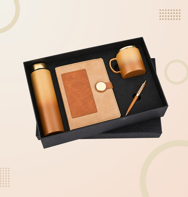 Premium 4-in-1 Corporate Gift Set – Diary, Bottle, Coffee Mug & Metal Pen