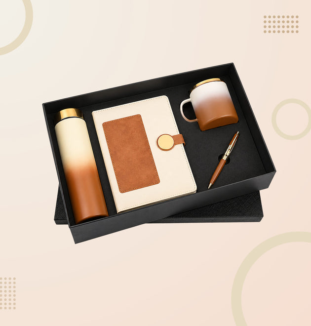Premium 4-in-1 Corporate Gift Set – Diary, Bottle, Coffee Mug & Metal Pen