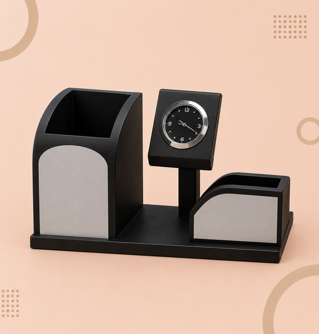 Wooden Office Table Organizer Stand