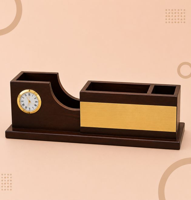 Multi-Utility Wooden Desk Organizer