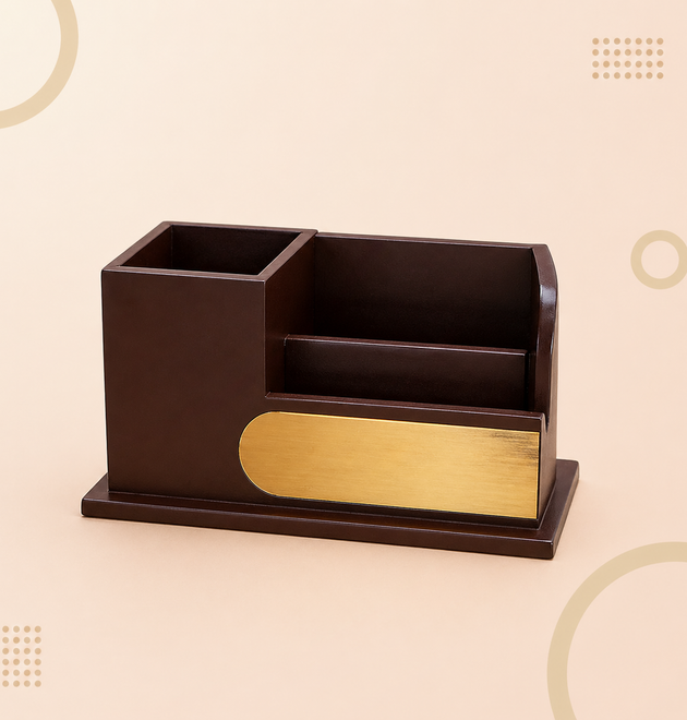 Stylish Wooden Desk Organizer Set