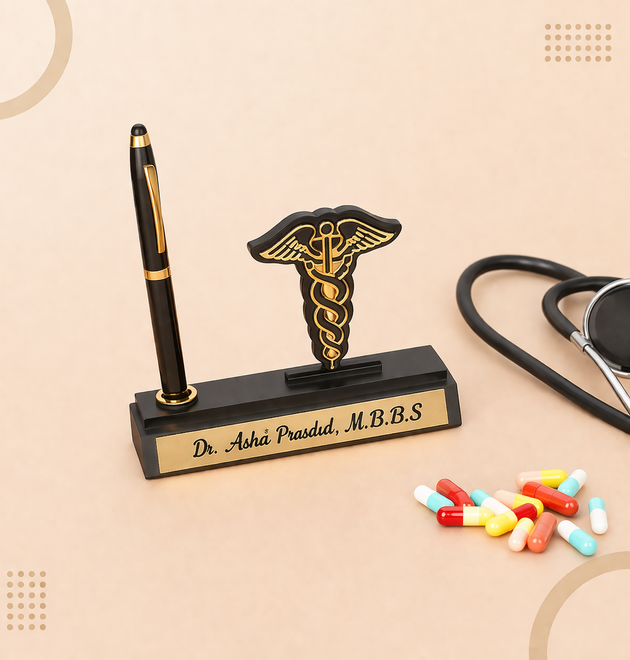 Customized Doctor Desk Name Plate with Pen Holder