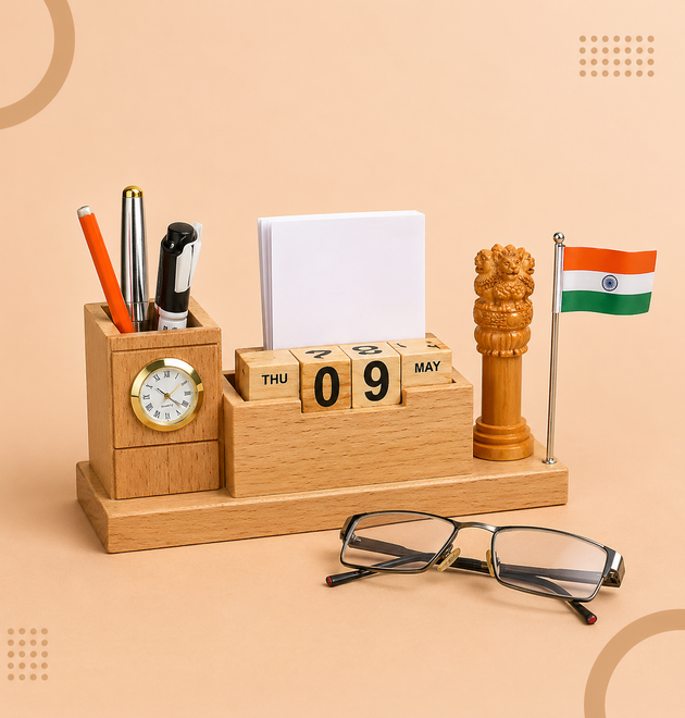 Premium Wood Finish Desk Organizer