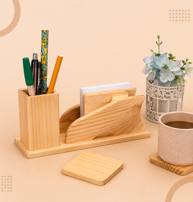 Corporate Gift Wooden Desk Organizer
