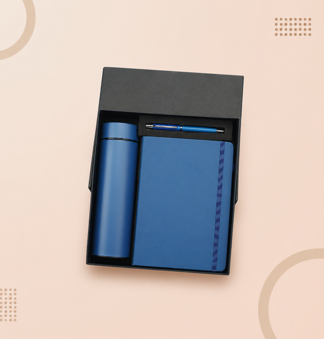 Premium 3-in-1 Corporate Gift Set –  Diary, Metal Pen & Vacuum Flask Bottle