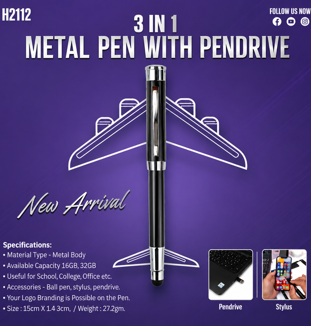 3 IN 1 PEN WITH PENDRIVE