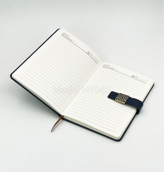 PU Leather Office Notebook Diary with Metal Accent