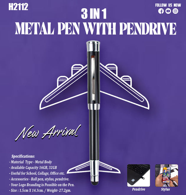 3 IN 1 PEN WITH PENDRIVE