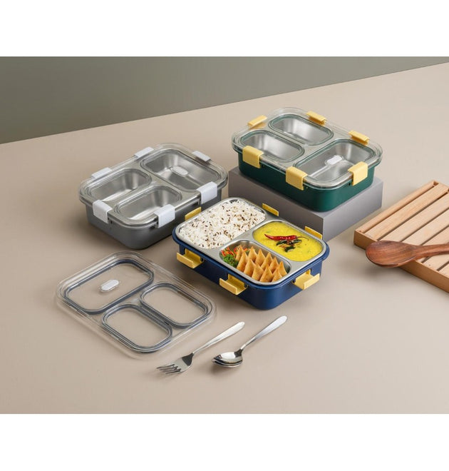 2 Compartment Lunch Box With Spoon & Fork
