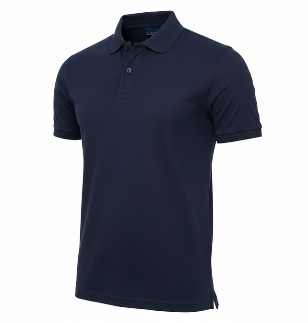 Royal Blue Cotton Polo Collar T-Shirt